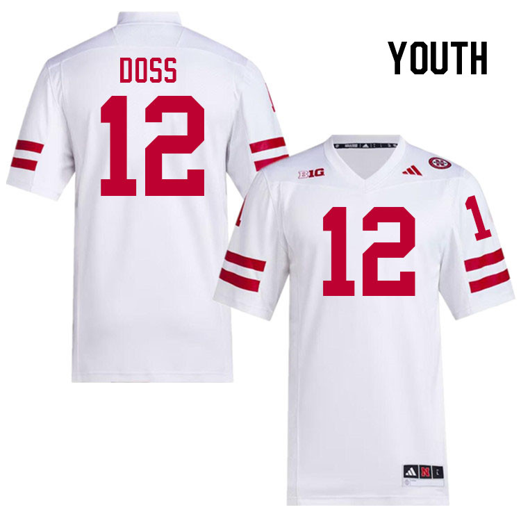 Youth #12 Jaidyn Doss Nebraska Cornhuskers College Football Jerseys Stitched Sale-White